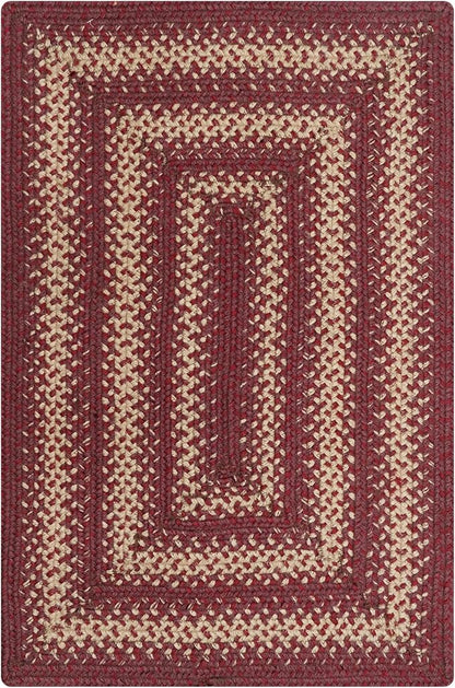 Homespice Autumn Maple Burgundy and Tan Braided Runner Rug, Jute, 22x72 Rectangle - Rustic Primitive Decor for Kitchen, Bathroom, Everywhere