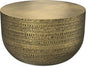 SIMPLIHOME Johnsen 30-inch Wide Metal Drum Coffee Table in Antique Gold, Boho-Style Cocktail Table for Living Room or Family Room, Assembled
