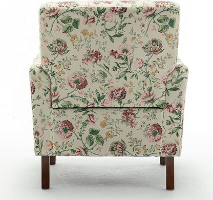 Container Furniture Direct Contemporary Accent Arm Chair with Birch Wood Frame and Velvet Upholstery, Armchair for Office and Living Room Decor, Removable Cushions, 04 Printed Fabric