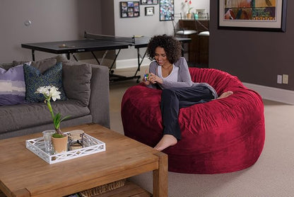 Sofa Sack Bean Bag Chair - Plush, Ultra Soft - Memory Foam Bean Bag Chair with Microsuede Cover - Stuffed Foam Filled Furniture and Accessories for Dorm Room 5 Feet - Cinnabar