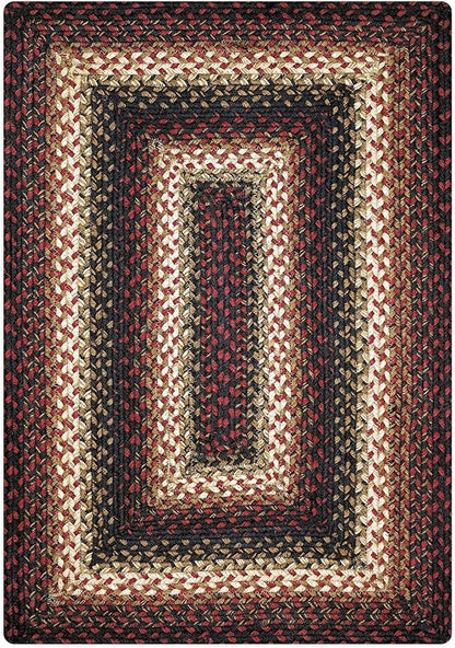 Homespice Prescott Braided Area Rugs 8x10' - Primitive Red and Black Rugs for Dining Room and Living Room