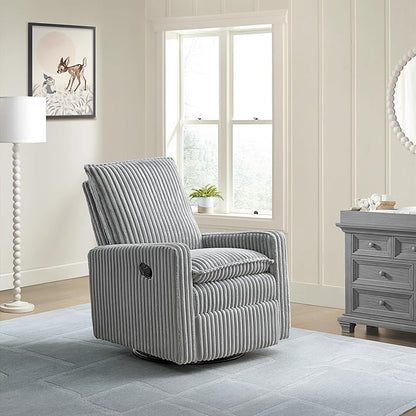 Oxford Baby Uptown Upholstered Swivel Glider and Recliner Nursery Chair - Corduroy, Ash Gray