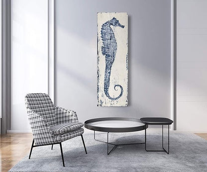 Yihui Arts Ocean Life Theme Bathroom Decor Mediterranean Style Home Canvas Wall Art Watercolor Painting Beach Marine Sea Animal Seahorse Print Framed Stretched Pictures
