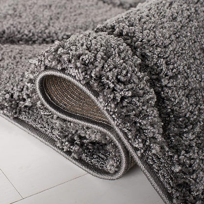 SAFAVIEH Florida Shag Collection Runner Rug - 2'3" x 9', Grey, Scroll Design, Non-Shedding & Easy Care, 1.2-inch Thick Ideal for High Traffic Areas in Living Room, Bedroom (SG455-8013)