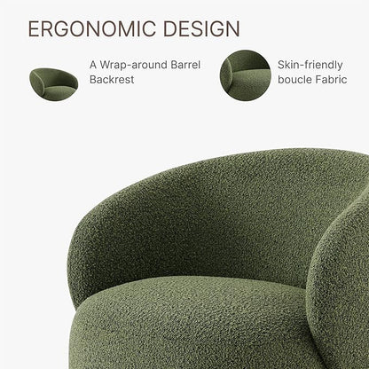Swivel Accent Chair Round Barrel Armchair Upholstered Performance Fabric for Living Room Bedroom Waitingroom,2 Box,Moss Green
