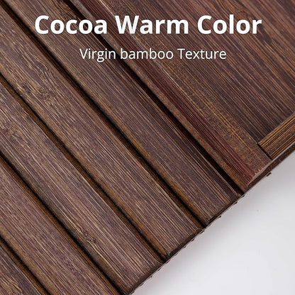 DETOR Couch Arm Tray, TV Tray with Capacious 12.4" x 5.4" Storage Box, Bamboo Grain Stained Brown Color, Enhanced Nonslip Felt Bottom, Sturdy Bamboo Slats Material | for Armrests 6" and Wider