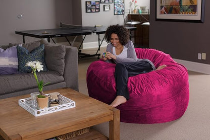 Sofa Sack Bean Bag Chair - Plush, Ultra Soft - Memory Foam Bean Bag Chair with Microsuede Cover - Stuffed Foam Filled Furniture and Accessories for Dorm Room 5 Feet - Magenta