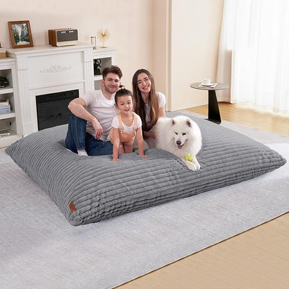 HABUTWAY 4-in-1 Bean Bag Chair, Convertible Chair with High-Density Memory Foam Filling & Machine Washable Cover, Giant Bean Bag Chair for Adults (Grey)