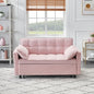 Ball & Cast Convertible Sofa Bed,Loveseat Sleeper Sofa W/Pull-Out Bed,Convertible Pull Out Couch W/2 Pillows,Adjustable Backrest&Side Pocket,Corduroy Futon Couches for Living Room,Apartment,Pink,54"