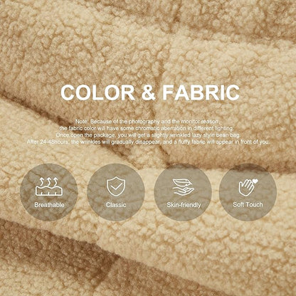 Bean Bag Chairs for Adults Giant Bean Bag Chair Memory Foam BeanBag Chair Big Bean Bag Sofa with Filler Faux Fur Fireside Beanbags Lazy Sofa for Living Room Bedroom Dorm Office (Khaki Teddy)