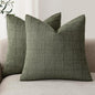 Foindtower Set of 2 Decorative Linen Check Throw Pillow Covers Neutral Farmhouse Vintage Cushion Covers Modern Boho Home Decor for Sofa Chair Couch Bedroom Living Room Outdoor,22×22 Inch,Olive Green
