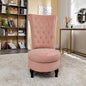 Container Furniture Direct Royal High-Back Velvet Accent Chair for Vanity with Storage and Luxurious Upholstery, Retro Design and Versatile Usage for Living Room, Bedroom, Lounge and Office, Rose