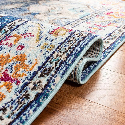 SAFAVIEH Monaco Collection Accent Rug - 3' x 5', Navy & Light Blue, Medallion Distressed Design, Non-Shedding & Easy Care, Ideal for High Traffic Areas in Entryway, Living Room, Bedroom (MNC243N)