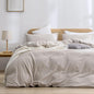 BESTOUCH Duvet Cover Set 100% Washed Cotton Linen Feel Super Soft Comfortable Chic Lightweight 3 PCs Home Bedding Set Solid Linen Grey Oversized Full