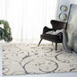 SAFAVIEH Florida Shag Collection Area Rug - 6'7" Square, Beige & Blue Grey, Scroll Design, Non-Shedding & Easy Care, 1.2-inch Thick Ideal for High Traffic Areas in Living Room, Bedroom (SG455-1155)