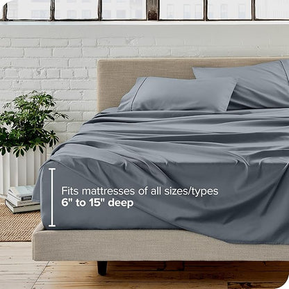 Bare Home Twin Sheet Set - 1800 Ultra-Soft Microfiber Bed Sheets - Double Brushed - Deep Pockets - Easy Fit - 3 Piece Set - Bed Sheets (Twin, Steel Blue)