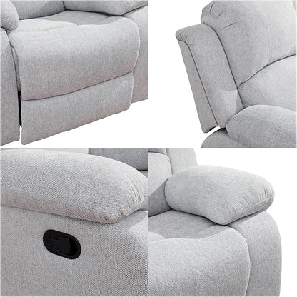 Loveseat Recliner Sofa, Reclining Loveseat Couch with Storage Console, Modern Comfy Home Theater Seating Power Recliner Chair with Cup Holders for Living Room Furniture Sets, Grey White