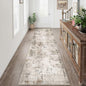 2x10 Washable Runner Rug Brown Grey Neutral Abstract Hallway Kitchen Living Room Bedroom Non Slip Throw Rug Soft Low Pile Indoor Carpet for Entrance Laundry Bathroom