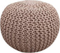 FRELISH DECOR Round Pouf Ottoman Hand Knitted 100% Cotton Pouf Foot Stool - Knitted Bean Bag - Floor Chair for Living Room Bedroom - Foot Rest for Couch (20 Diameter x 14 Height) - Taupe