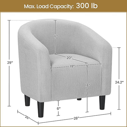 Yaheetech Accent Barrel Chair, Corduroy Fabric Club Chair, Furry Sherpa Elegant Armchair with Cozy Soft Padded for Living Room Bedroom Reception Room Office, Light Gray