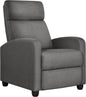 Yaheetech Fabric Recliner Chair Sofa Ergonomic Adjustable Single Sofa with Thicker Seat Cushion Modern Home Theater Seating for Living Room Matte Grey