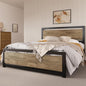 SHA CERLIN Queen Size Bed Frame with Modern Headboard, Heavy Duty Platform Metal Base with Square Footboard and 13 Strong Slats Support, No Box Spring Needed, Brown