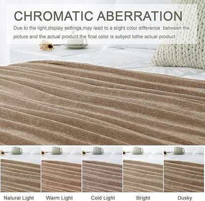 Chenille Throw Blanket for Couch 50"X 60", Soft Cozy Throws with Fringe Tassel for Bed Sofa Chair Cover, Lightweight Knitted Decorative Boho Blankets for Living Room, Taupe
