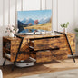 GarveeHome 55" Modern TV Stand with 2 Drawers, Adjustable Shelves, U-Shaped Metal Legs, Farmhouse Entertainment Center, Wooden TV Console for Living Room, Bedroom, Amber Oak