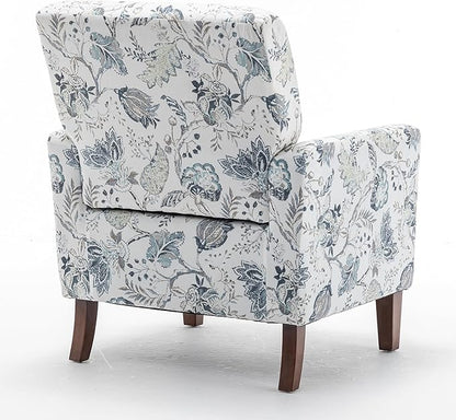 Container Furniture Direct Contemporary Accent Arm Chair with Birch Wood Frame and Velvet Upholstery, Armchair for Office and Living Room Decor, Removable Cushions, 07 Printed Fabric