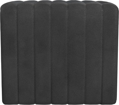 HomePop Modern Channel Tufted Faux Leather Ottoman Home Décor|Ottoman for Living Room & Bedroom - Black Faux Leather