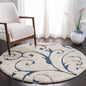 SAFAVIEH Florida Shag Collection Area Rug - 5' Round, Cream & Blue, Scroll Design, Non-Shedding & Easy Care, 1.2-inch Thick Ideal for High Traffic Areas in Living Room, Bedroom (SG455-1165)