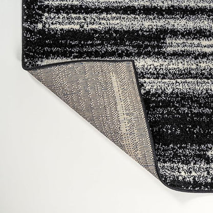 JONATHAN Y Khalil Modern Berber Stripe Black/Cream Indoor Area Rug, 4x6, Contemporary, Bohemian, Easy-Cleaning for Living Room, Bedroom, Kitchen, Pet Friendly, Non-Shedding (MOH207F-4)