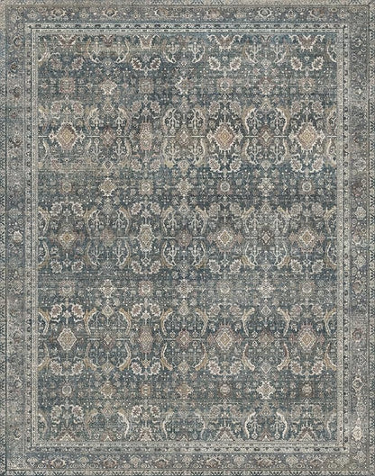10X12 Area Rugs Machine Washable Rugs for Living Room, Vintage Boho Large Rugs for Bedroom Dining Room, Non Slip Indoor Soft Distressed Lightweight Thin Low Pile Carpet, Deep
