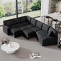 126" Extra Large Pull-Out Sofa Bed with Drop-Down Cup Holder Tables,L-Shaped Sectional Couch W/Charging Device,Convenient Sleeper Furniture Set for LivingRoom Apartment,Beige Chenille