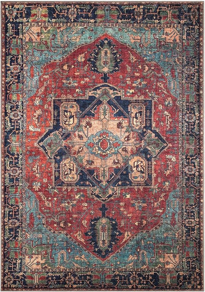 Keen Home Design 6x9 Rug - Machine Washable Area Rug with Non-Slip Backing, Ideal for Living Room, Dining Room, Bedroom - Vintage, Easy Clean, Durable, Low Pile Rug - (6' x 9')