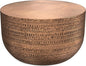 SIMPLIHOME Johnsen 30-inch Wide Metal Drum Coffee Table in Antique Copper, Boho-Style Cocktail Table for Living Room or Family Room, Assembled