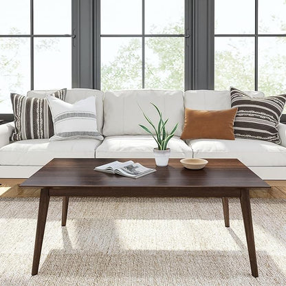 Plank+Beam 48 Inch Mid Century Modern Coffee Table, Wood Coffee Tables for Living Room, Rectangular Center Table, Occasional Table for Small Spaces, Walnut