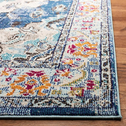 SAFAVIEH Monaco Collection Accent Rug - 3' x 5', Navy & Light Blue, Medallion Distressed Design, Non-Shedding & Easy Care, Ideal for High Traffic Areas in Entryway, Living Room, Bedroom (MNC243N)