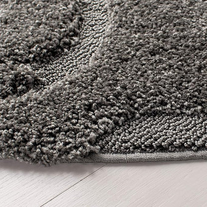 SAFAVIEH Florida Shag Collection Area Rug - 4' Round, Grey, Scroll Design, Non-Shedding & Easy Care, 1.2-inch Thick Ideal for High Traffic Areas in Living Room, Bedroom (SG455-8013)