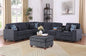 127" L-Shaped Sectional Couch with Movable Ottoman&6 Throw Pillows,7 Seat Chenille Upholstered Sofa W/2 Cup Holder,USB Port&Hidden Storage Box,DIY Combination,for Living Room,Apartment,Dark Gray