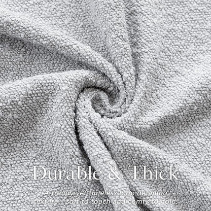 Foindtower Set of 2, Decorative Textured Boucle Throw Pillow Covers Accent Solid Pillow Cases Neutral Soft Cozy Couch Cushion Case for Chair Sofa Bedroom Living Room Home Decor 26 x 26 Inch Light Grey