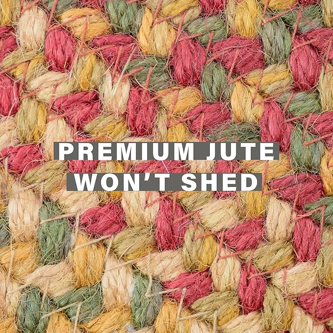 Cider Barn Cranberry Red Braided Oval Rug, Jute, 4x6' - Perfect Country Rustic Decor for Entryway, Bedroom, Everywhere