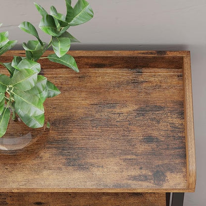 IRONCK Console Table, Sofa Table with Power Outlet, Farmhouse Hallway Table for Entryway, Living Room, Height Adjustable, Easy Assembly, Rustic Brown, 43"