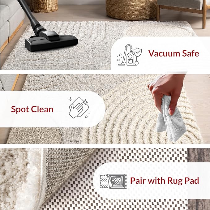 nuLOOM Gloria Abstract Shag Runner Rug, 2' 6" x 10', Beige