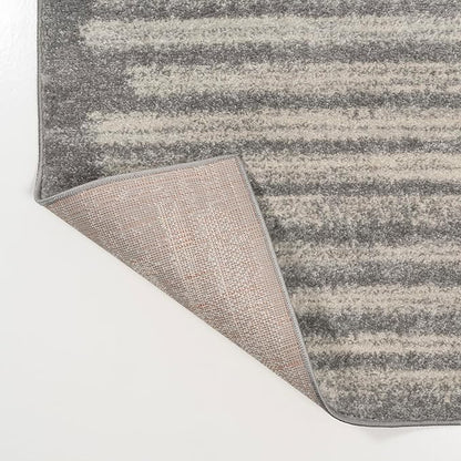 JONATHAN Y Khalil Modern Berber Stripe Gray/Cream Indoor Area Rug, 3x5, Contemporary, Bohemian, Easy-Cleaning for Living Room, Bedroom, Kitchen, Pet Friendly, Non-Shedding (MOH207G-3)