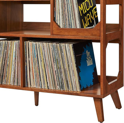 Crosley Furniture Asheville Mid-Century Modern Media Console Record Player Stand, Storage for Vinyl Records, Large, Walnut