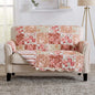 Great Bay Home Reversible Floral Patchwork Furniture Protector Scalloped Edge Stain Resistant Printed Furniture Protector Maribel Collection (Loveseat, Burgundy/Taupe)
