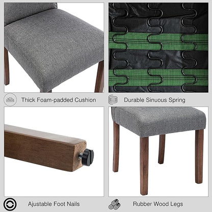 Stylish Upholstered Parsons Dining Chair with Silver Nailhead Trim and Sturdy Solid Wood Legs