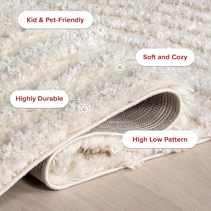nuLOOM Gloria Abstract Shag Area Rug, 12x15, Beige