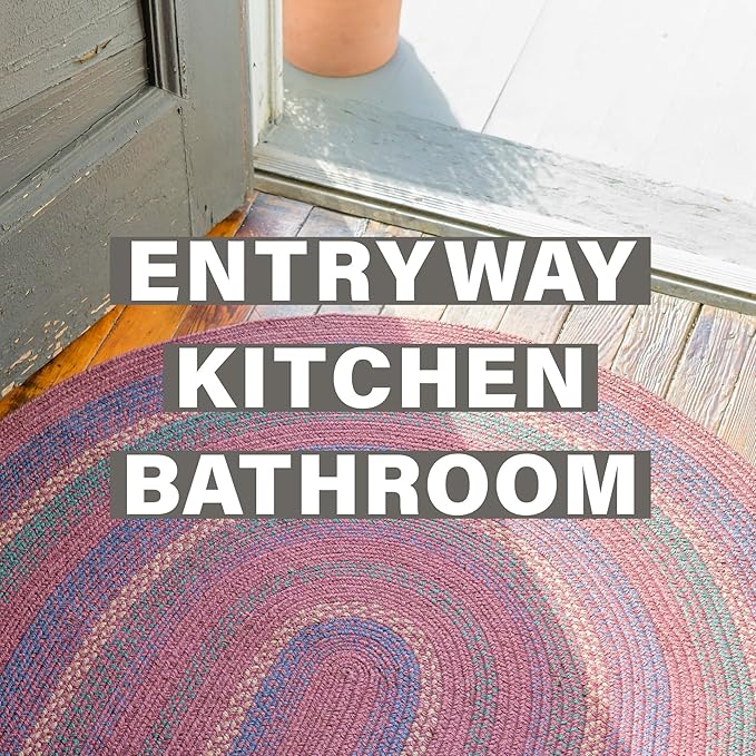 Jamestown Burgundy Oval Braided Rug, Jute, 27"x45" - Rustic Cabin Decor for Entryway, Kitchen, Everywhere